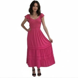 NWT Revolve Greylin Pink Smocked Midi Dress Size  Small